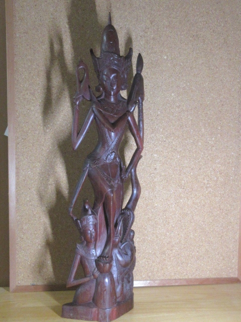 ★インドネシア・バリ「女性神像」一刀彫彫刻★訳あり・置物★骨董・レア・ビンテージ・昭和レトロ・アンティーク・コレクション★拍卖