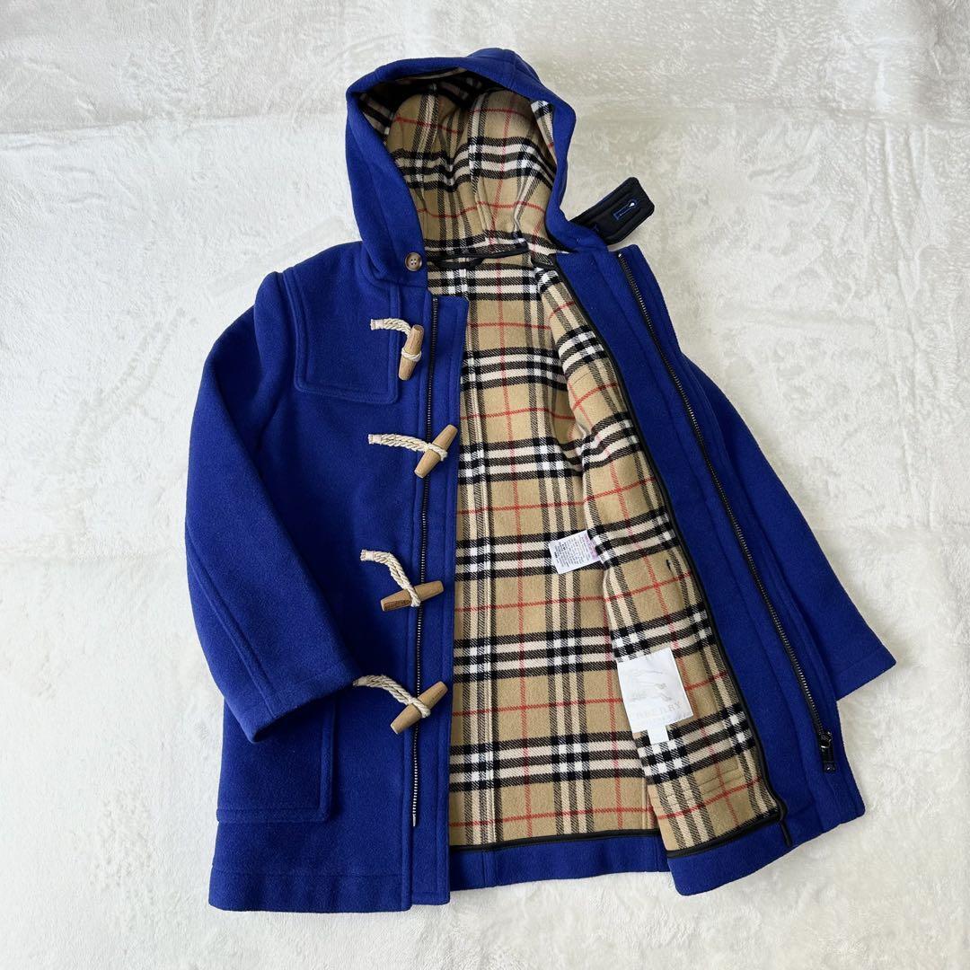 BURBERRY バーバリー キッズ 子供服 ダッフルコート ノバチェック ノヴァチェック ブルー フード フーディ ロングコート拍卖