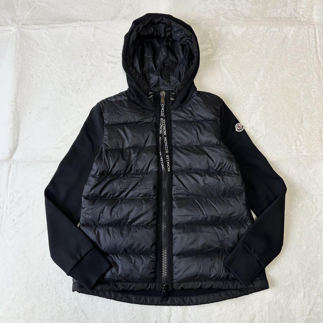 美品 MONCLER モンクレール CARDIGAN カーディガン 切り替え フード ダウンジャケット ブラック 黒 ブルゾン アウター拍卖