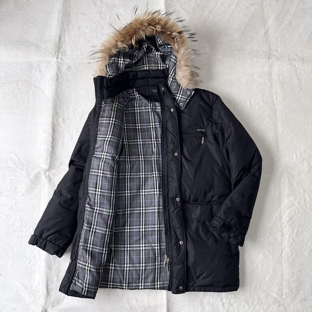 BURBERRY BLACK label バーバリー ブラックレーベル ダウンジャケット ダウンコート ノバチェック ノヴァチェック コヨーテファー拍卖