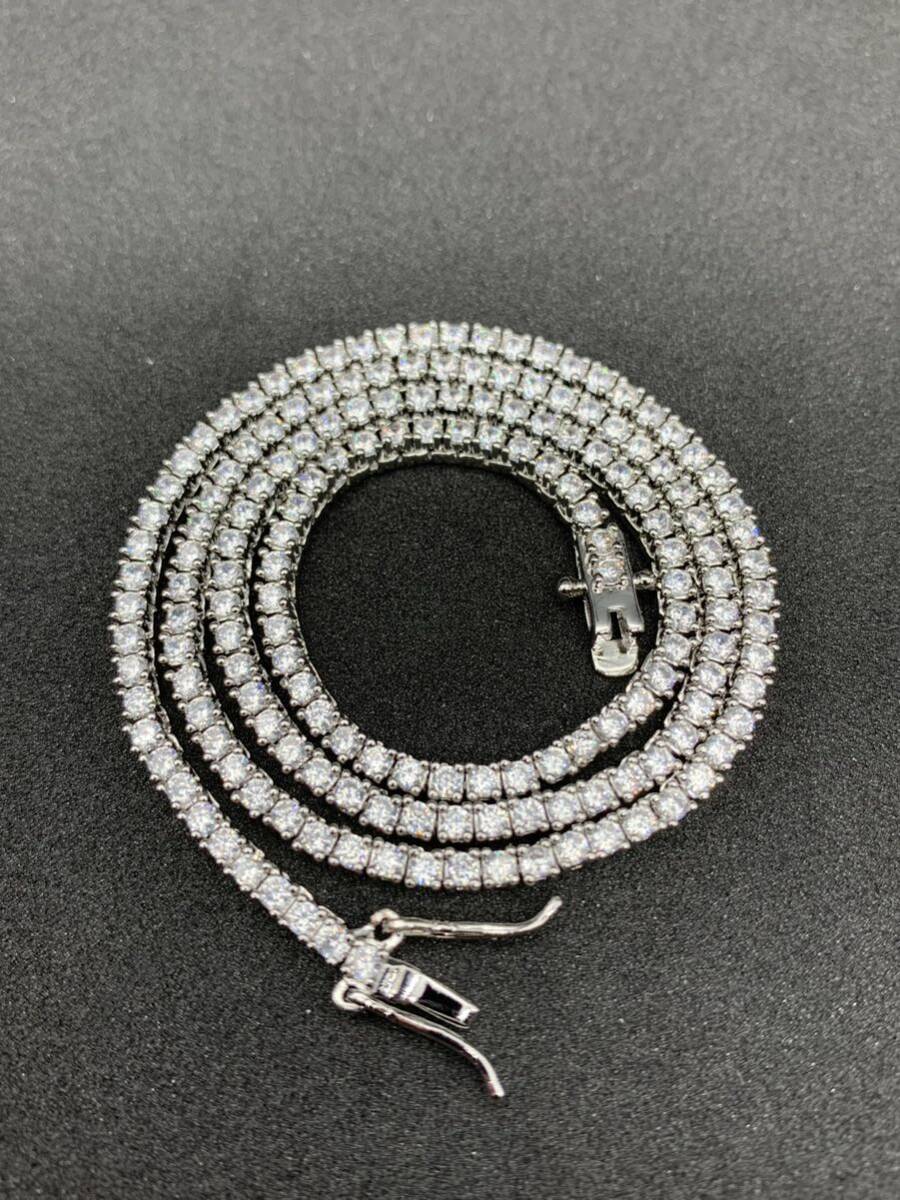 極細!16インチ幅2㎜ テニスチェーン CZ ジルコニア シルバー ネックレス拍卖