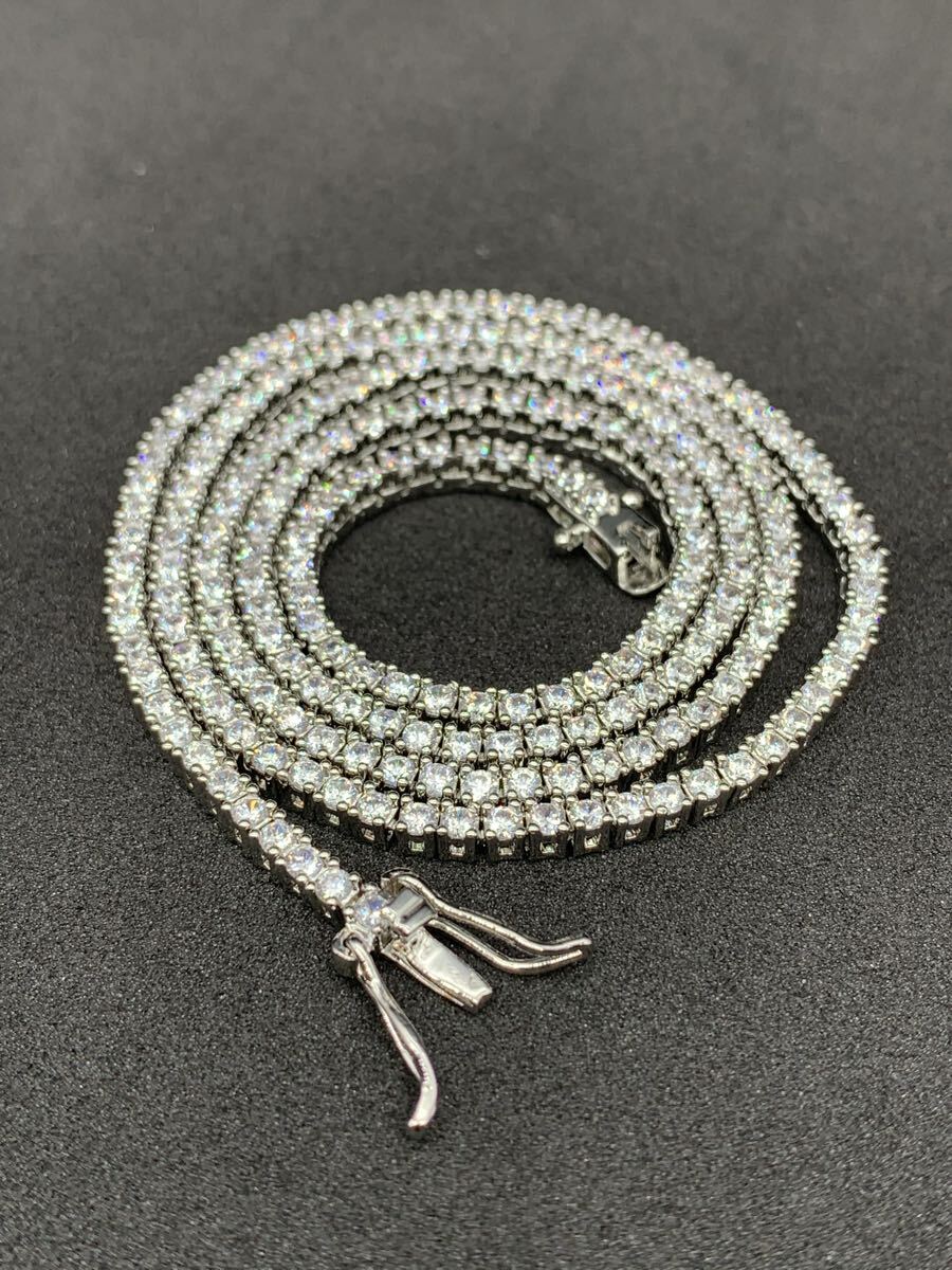 極細!テニスチェーン 幅2㎜20インチ CZ ジルコニア シルバー ネックレス 拍卖