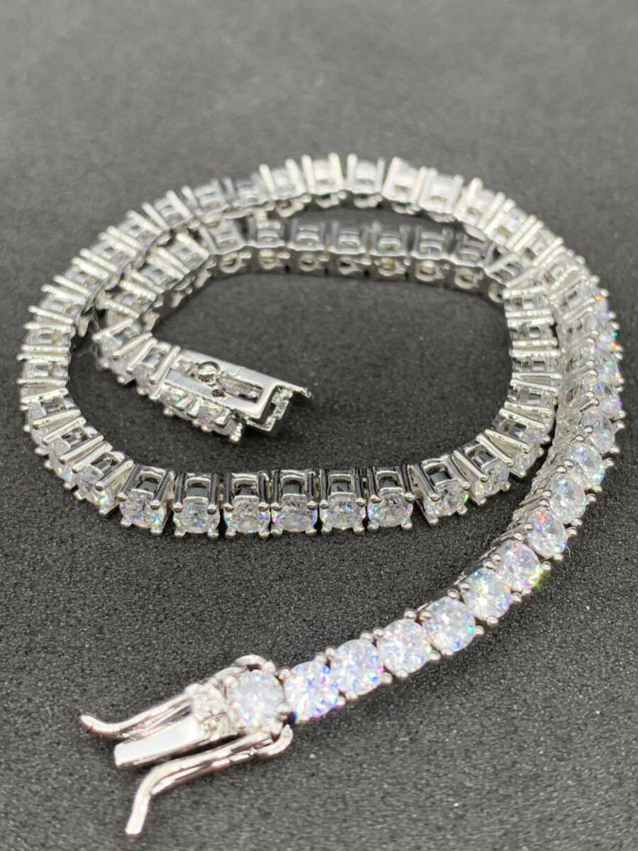 ジルコニア 豪華 5㎜ シルバー ブレスレット テニスチェーン ブリンブリン拍卖