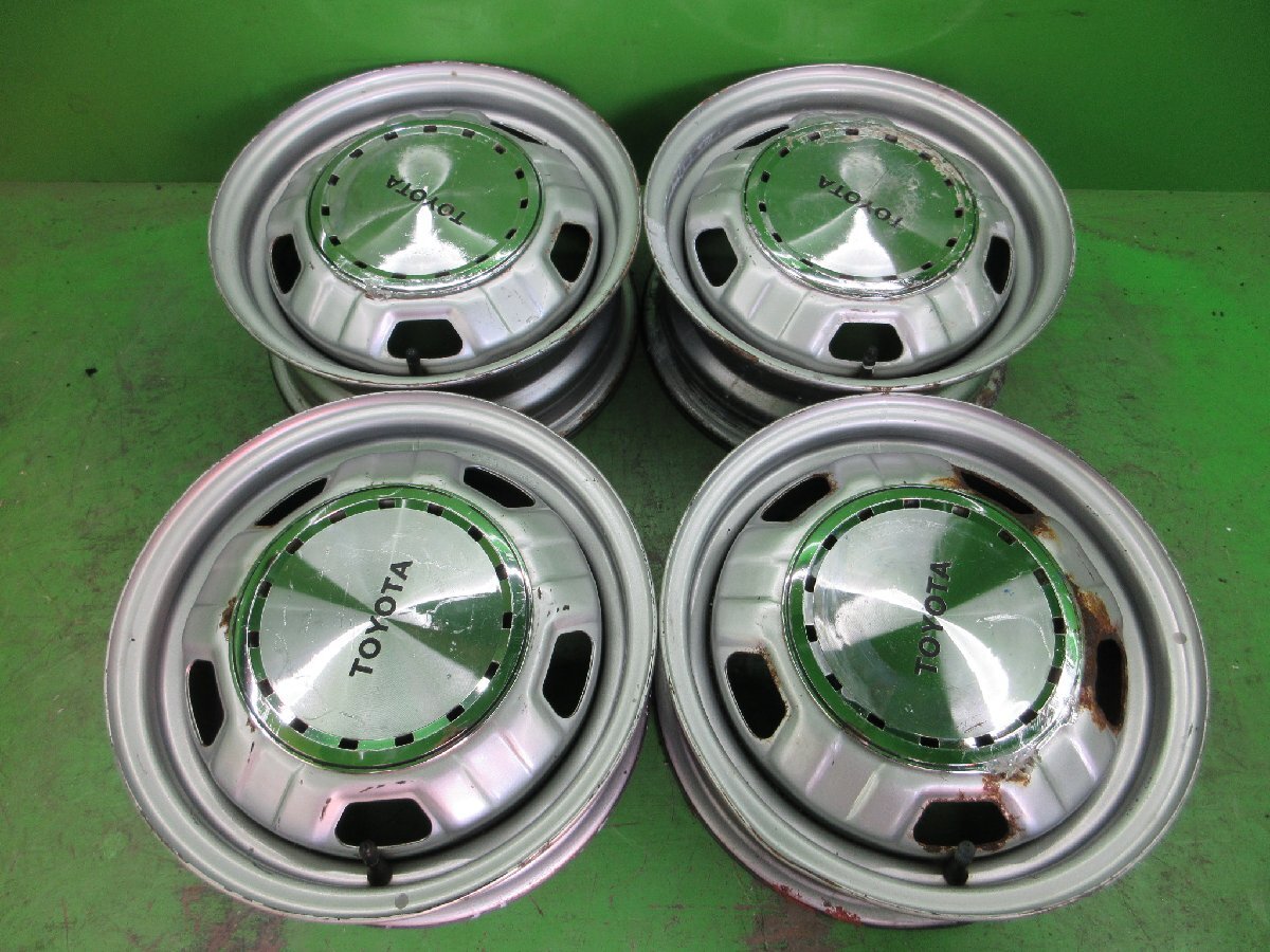 PCD100 トヨタ純正 スチールホイール 鉄 5j/約+46 ハブ約54㎜ 4本 中古 旧車 ビスタ 流用リペアスペア交換などに!拍卖