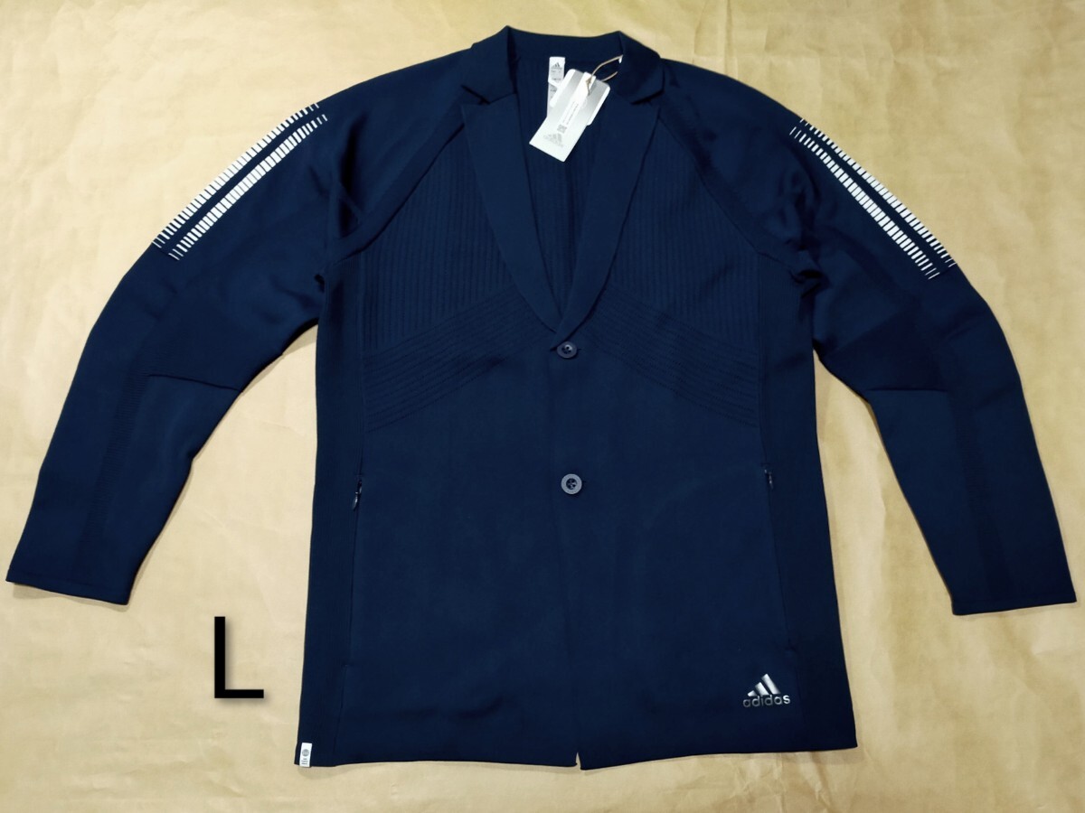 adidas アディダス/テーラードジャケット プライムニット ネイビー L(HG1664 CONAVY)定価20000+税拍卖