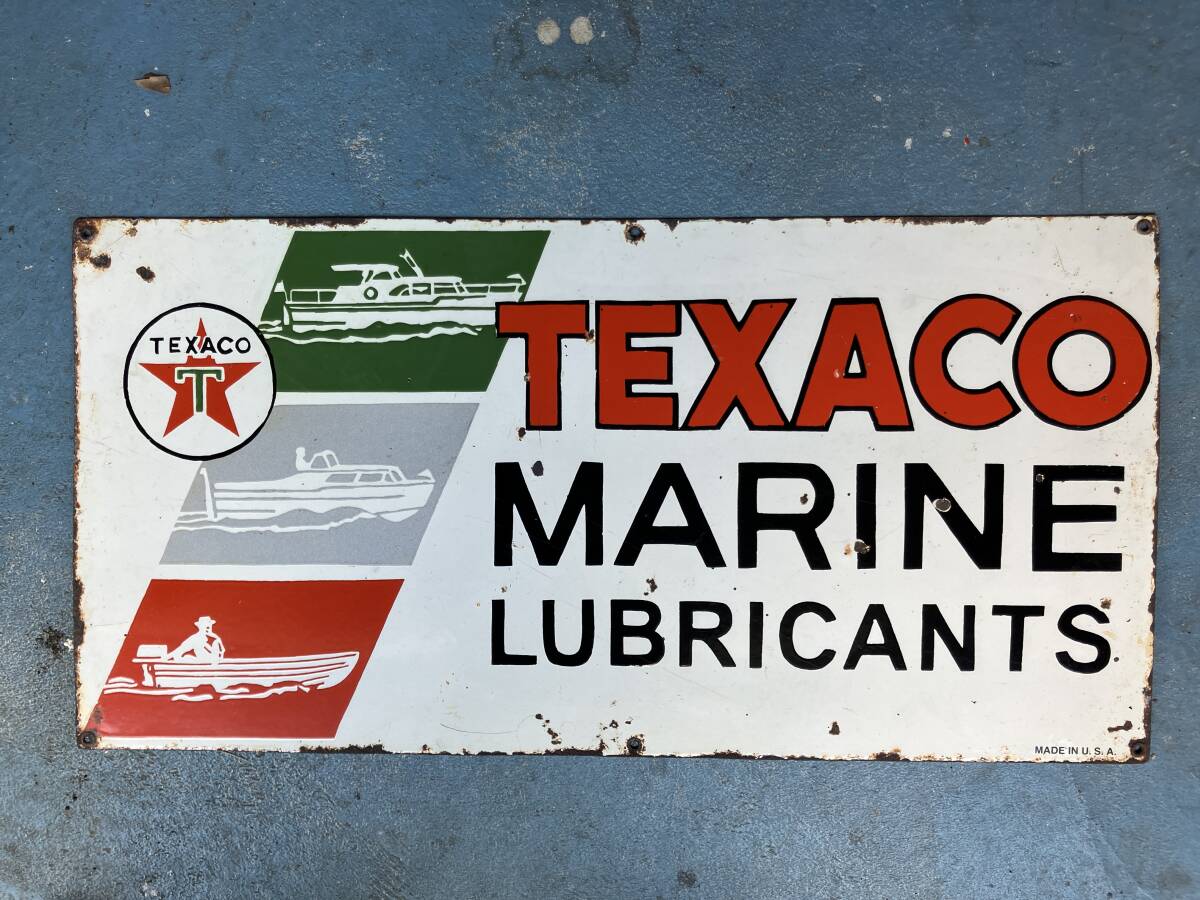 レアアイテム、アメリカ 1950~60年代 TEXACO マリーンのホーロー片面サイン拍卖