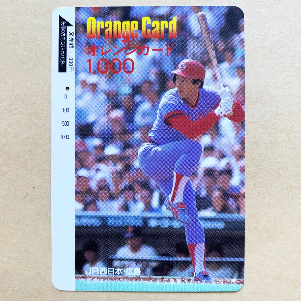 【使用済】 野球オレンジカード JR西日本 長内孝 広島スポーツマンシリーズ⑧ 広島東洋カープ拍卖