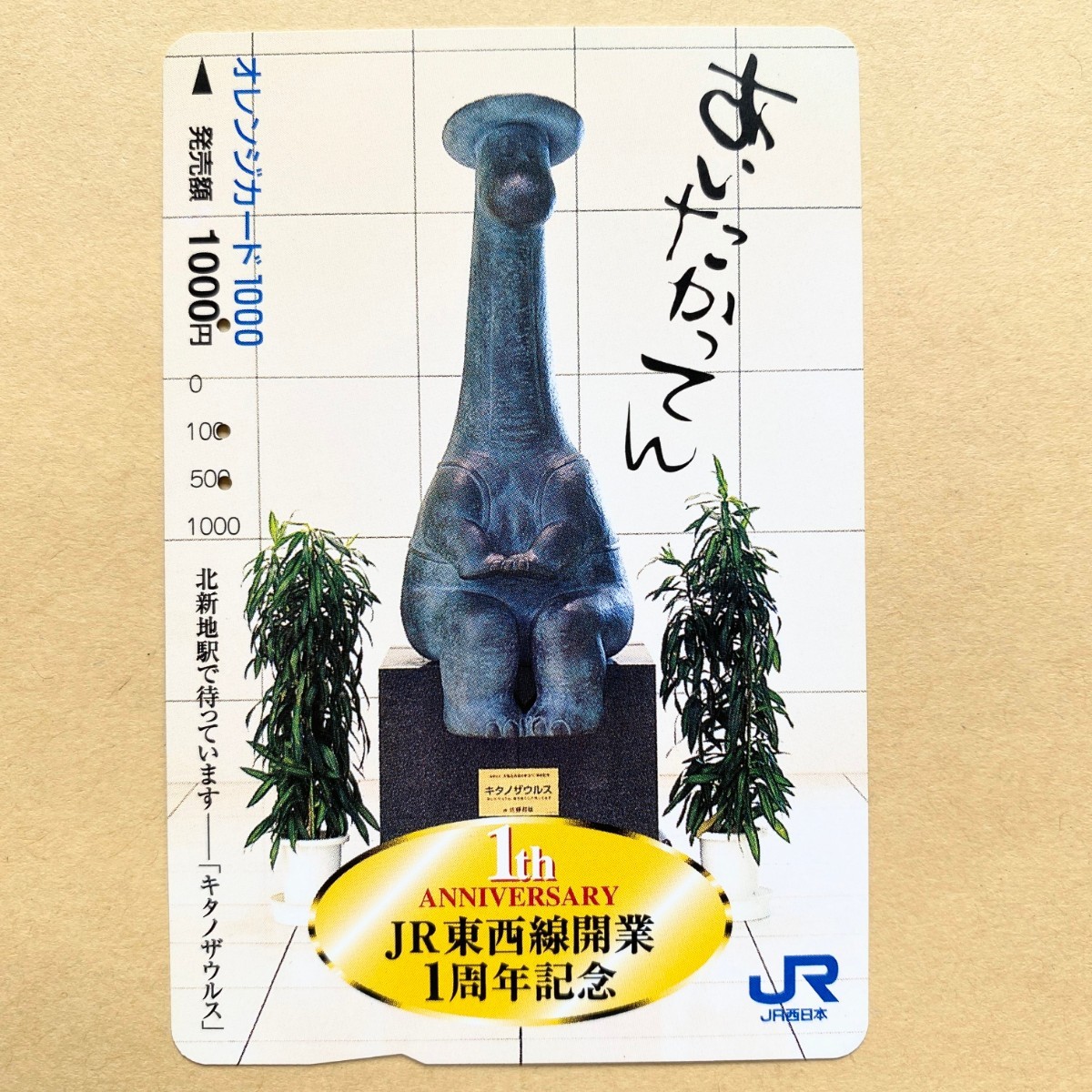 【使用済】 オレンジカード JR西日本 JR東西線開業1周年記念 キタノザウルス拍卖