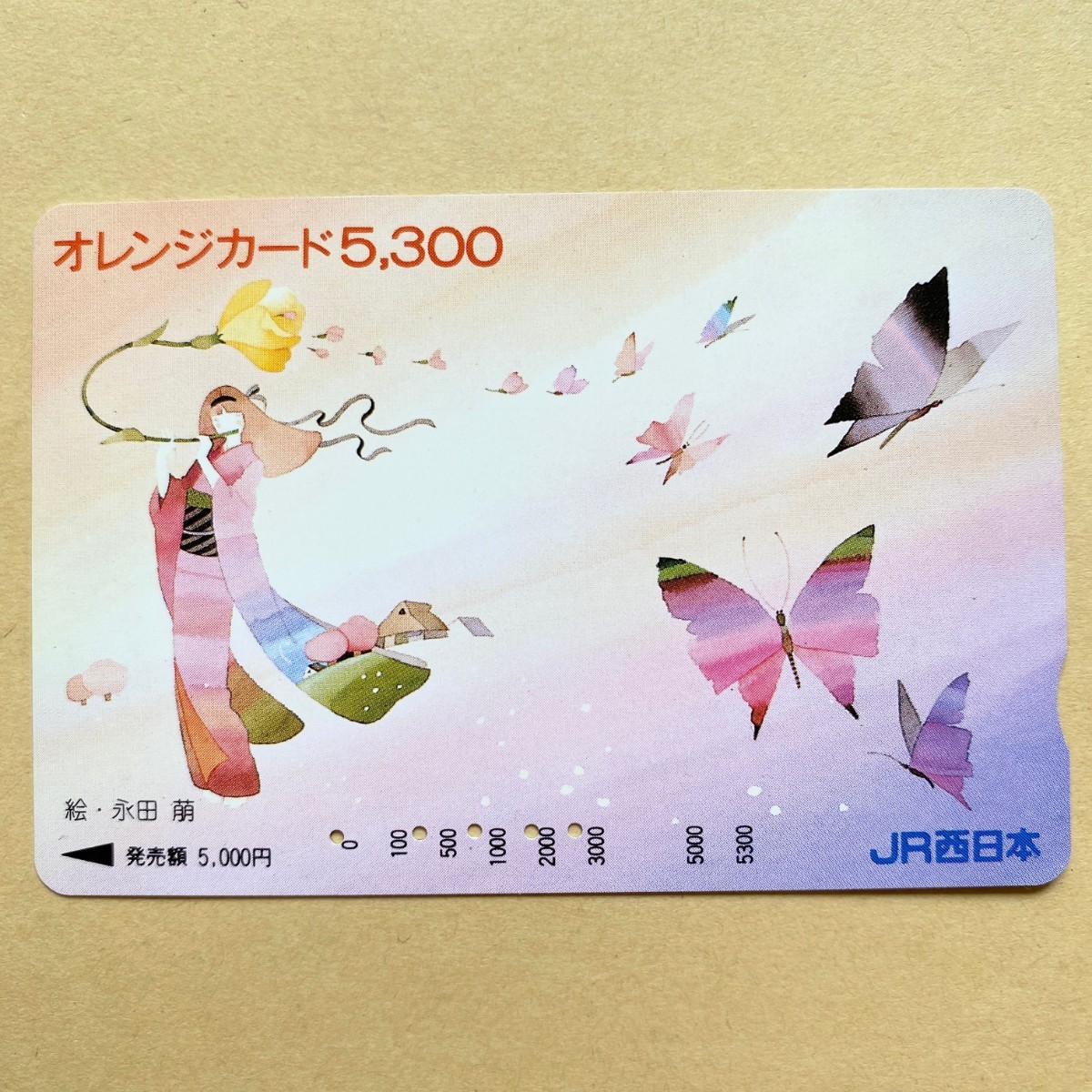 【使用済】 オレンジカード JR西日本 永田萠 イラスト 拍卖