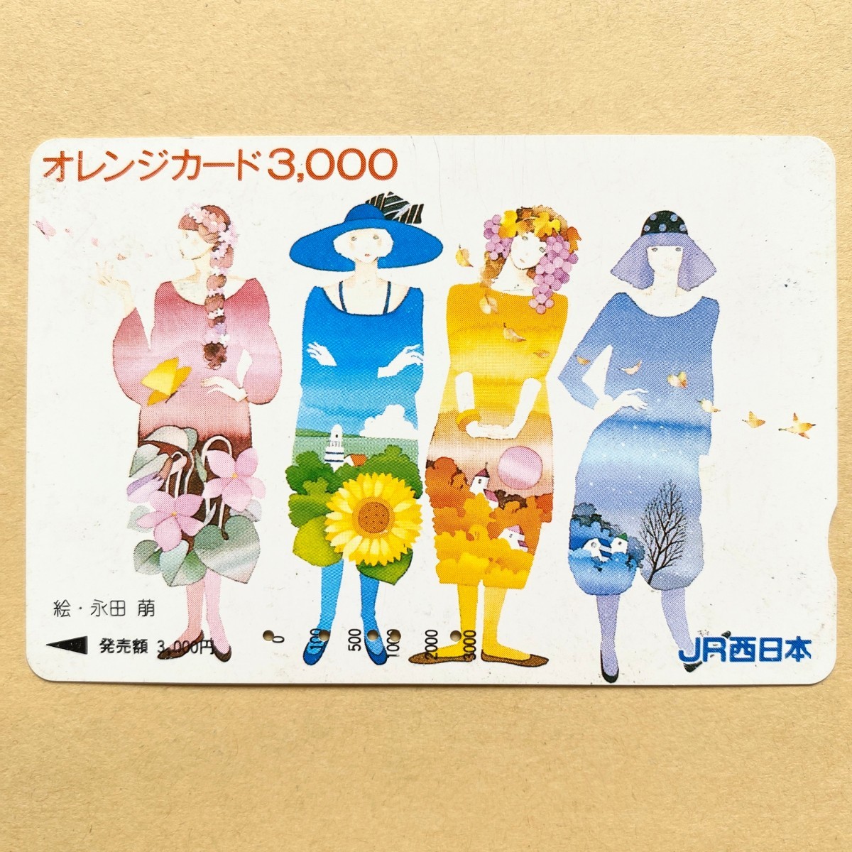 【使用済】 オレンジカード JR西日本 永田萠 イラスト 拍卖