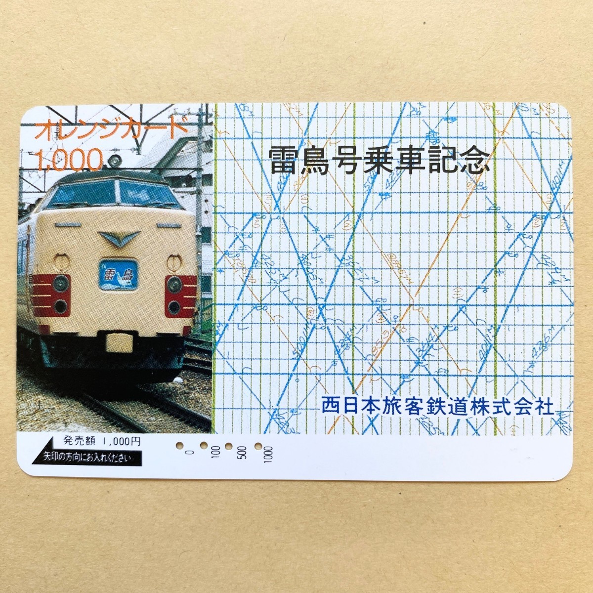 【使用済】 オレンジカード JR西日本 雷鳥号乗車記念拍卖