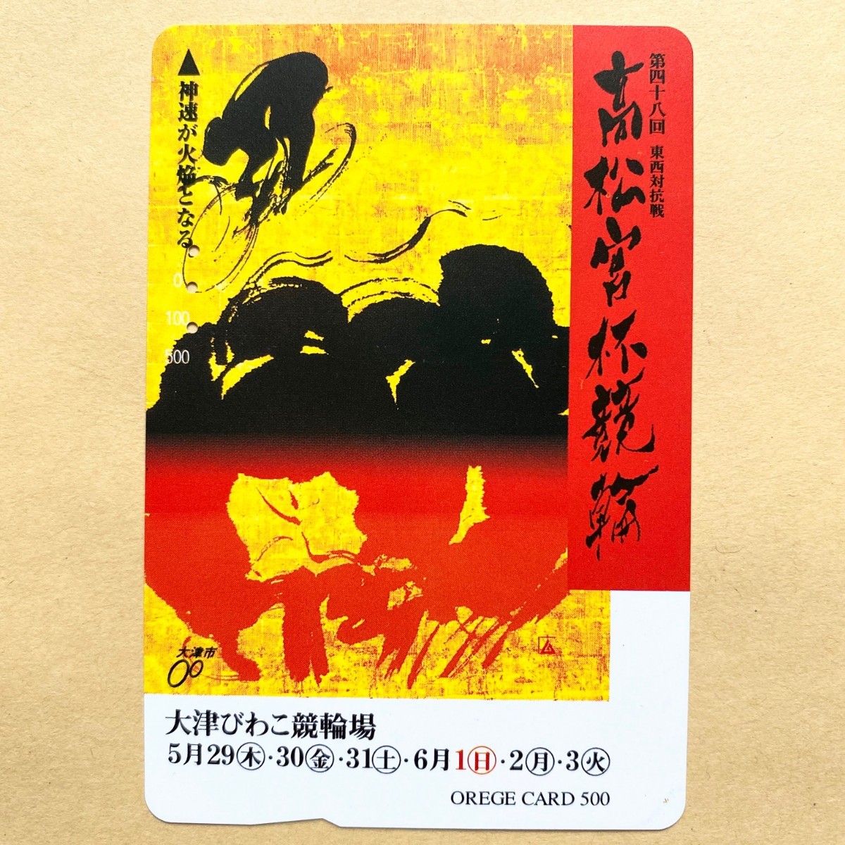 【使用済】 競輪オレンジカード JR西日本 GⅠ 第48回 東西対抗戦 高松宮記念杯競輪 大津びわこ競輪場拍卖