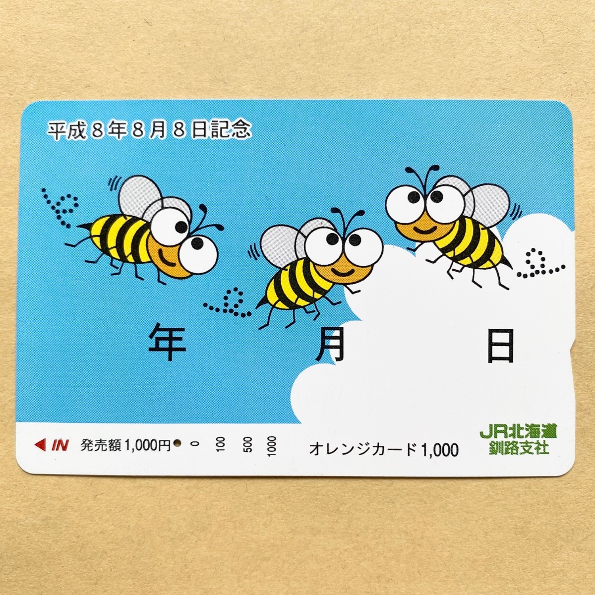 【使用済】 オレンジカード JR北海道 蜂 イラスト 平成8年8月8日記念拍卖