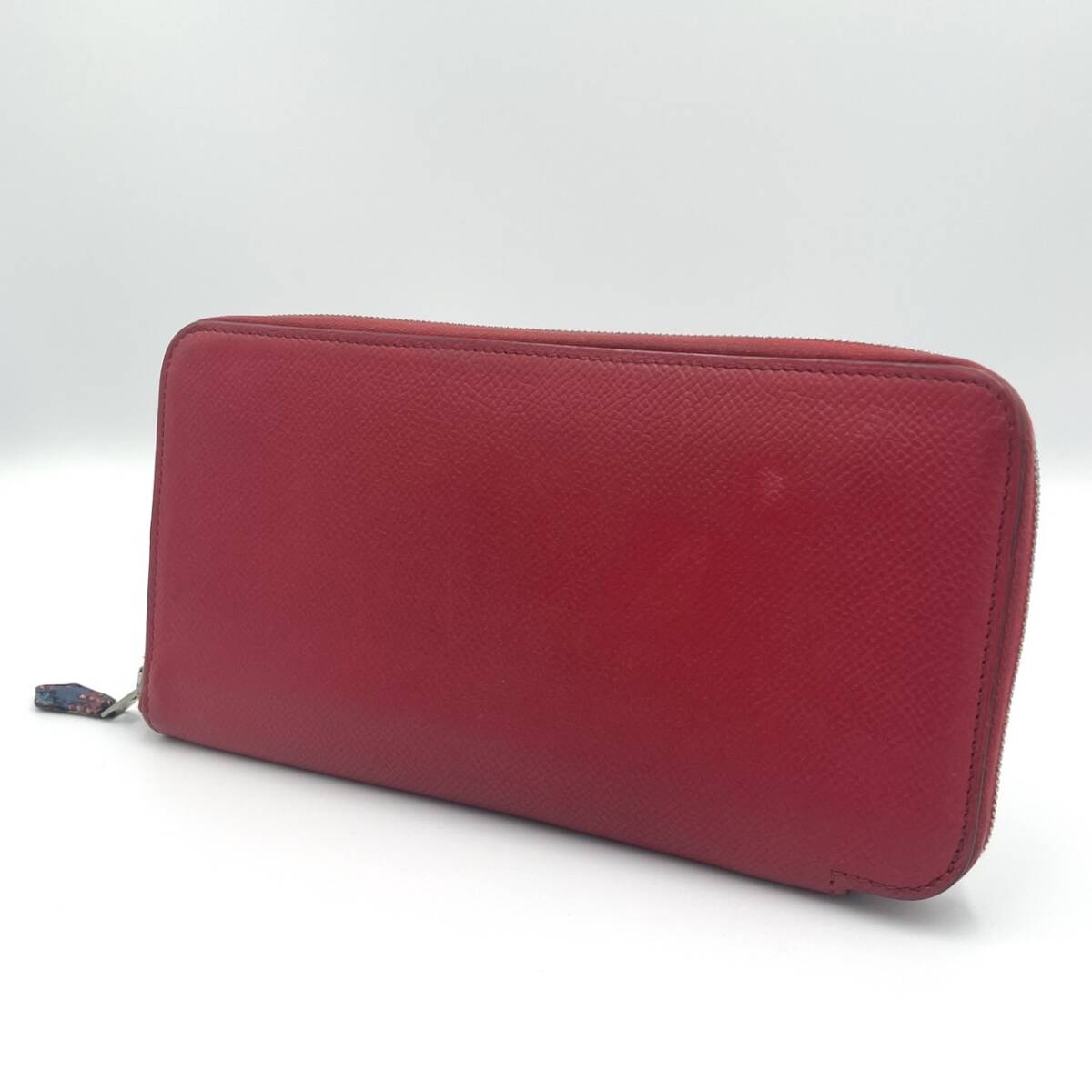 美品 HERMES エルメス アザップ ロング シルクイン レッド ネイビー 長財布 ユニセックス拍卖