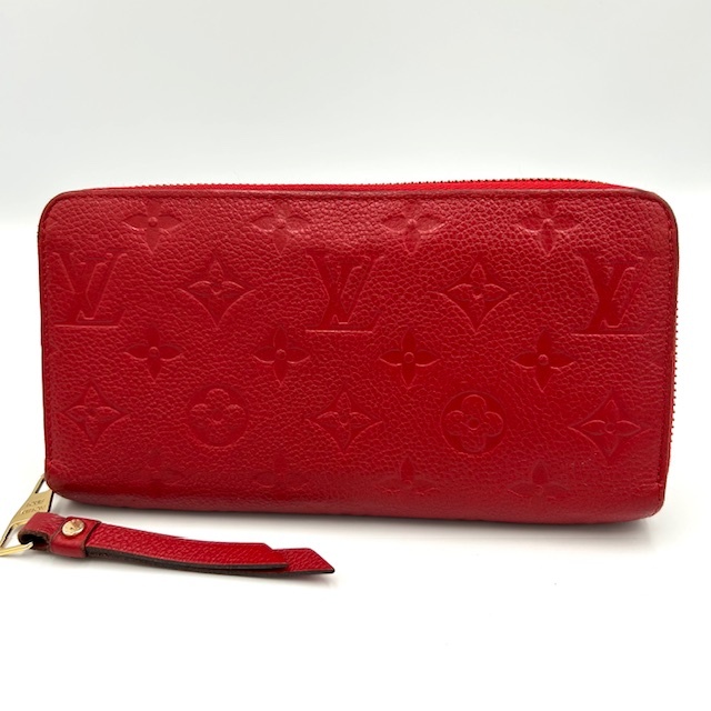 美品 ルイヴィトン モノグラム アンプラント レッド ジッピーウォレット 長財布拍卖