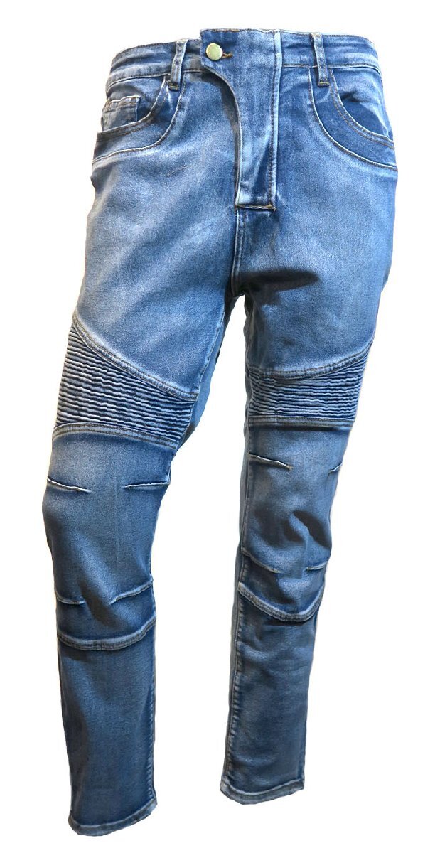 新品 XXLサイズ 100cm バイカーパンツ スキニーデニム ブリーチ 2522 メンズ ジーンズ モトクロス ストレッチ スリム タイト レーサー拍卖