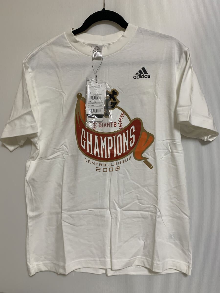 訳あり タグ付 adidas GIANTS 2008年 アディダス ジャイアンツ セントラルリーグ 優勝記念Tシャツ/Lサイズ/チェスト93~99/巨人/保管の経年拍卖
