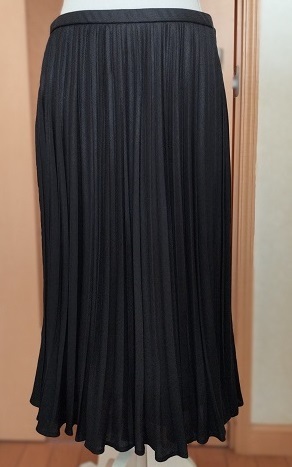 レリアン Leilian アコーディオンプリーツ スカート ロング 13+ 黒 ブラック ウール混 拍卖