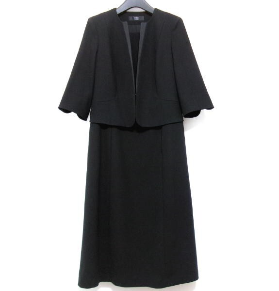 新品★自由区 FORMAL★ウォッシャブル対応 ブラックフォーマル ワンピース 9号38★前開き 洗える拍卖