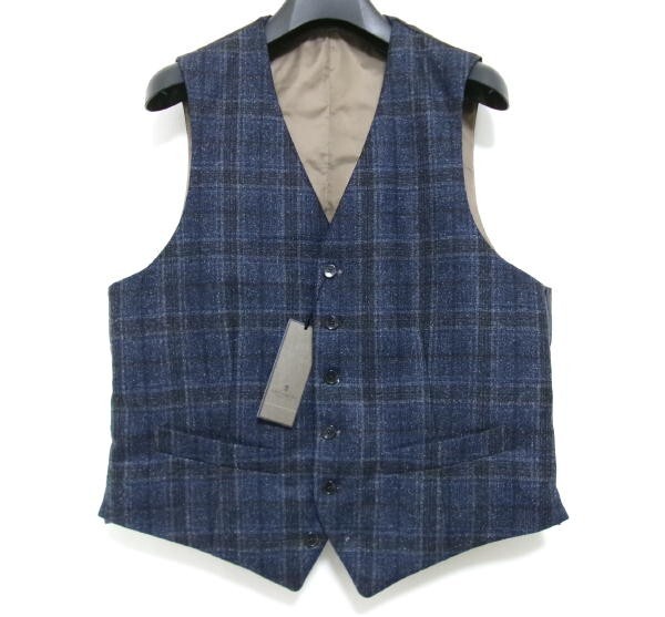 新品★gotairiku 五大陸★ADSダウンベスト★インナーダウンベスト 伊)タリア・ディ・デルフィーノ社★Lサイズ ネイビー チェック拍卖