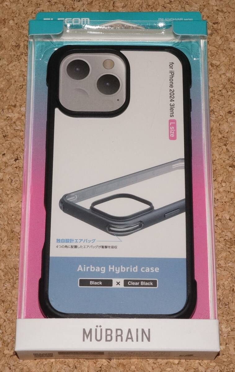 ★新品★ELECOM iPhone16Pro Max エアバッグ ハイブリッドケース MUBRAIN ブラック×クリアブラック拍卖