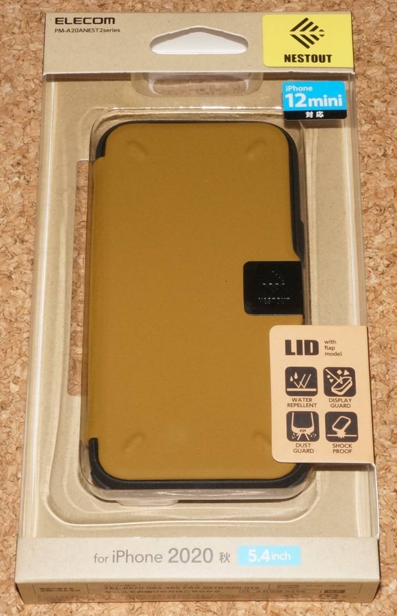 ★新品★ELECOM iPhone12mini NESTOUT LID アウトドア仕様 フラップタイプ コヨーテブラウン拍卖