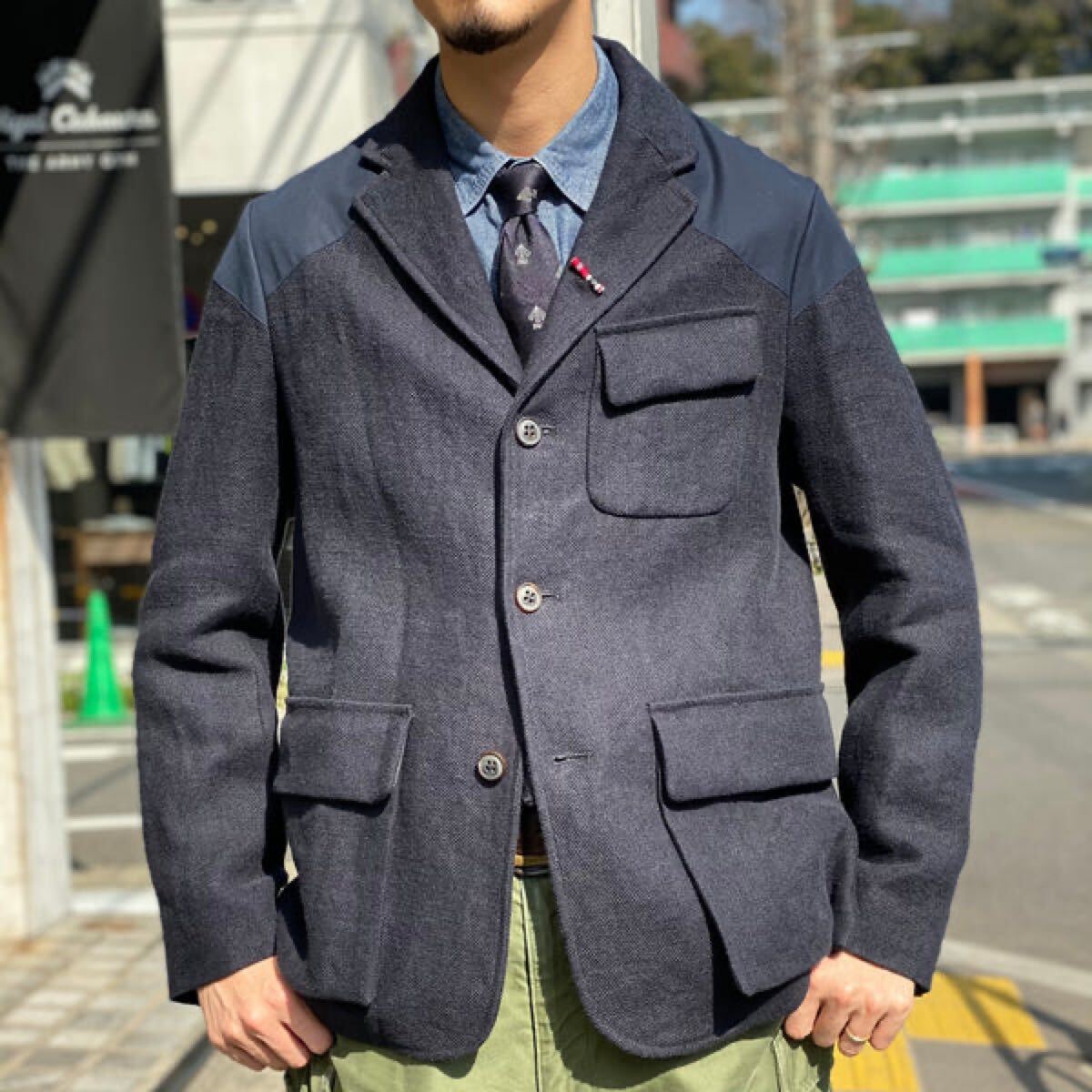 希少モデル NIGEL CABOURN MALLORY CLASSIC LINEN JACKET ナイジェルケーボン 48 リネン マロリージャケット ネイビー 日本直営店限定拍卖