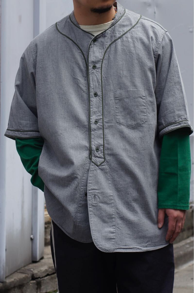 25SS NIGEL CABOURN BASEBALL SHIRT S/S TYPE2 52 ナイジェルケーボン RAILMAN DENIM LYBRO DUNGAREE ARMY ジャケット ベースボールシャツ拍卖