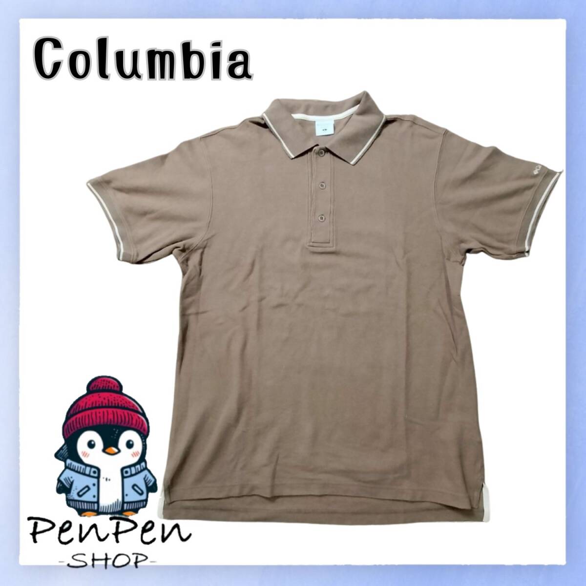 快適コットン Columbia コロンビア メンズ 半袖 ポロシャツ ゴルフウェア ブラウン Lサイズ カジュアル スポーツ アウトドアブランド拍卖