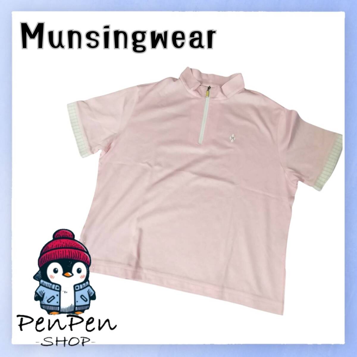 日本製 Munsingwear マンシングウェア Grand Slam レディース ゴルフ 半袖 ポロシャツ ピンク LLサイズ 大きいサイズ XL 吸汗速乾拍卖