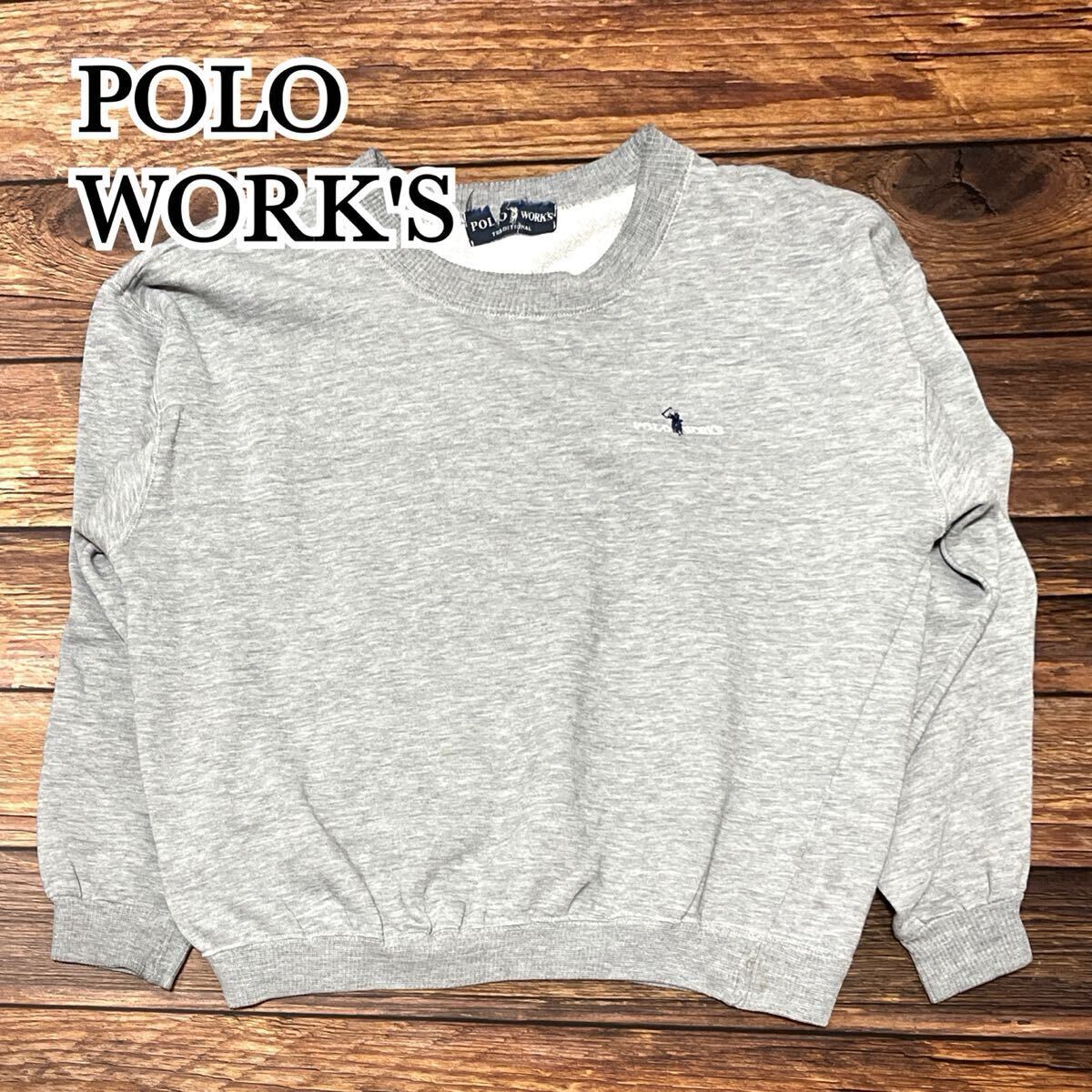POLO WORK'S ポロ ワークス トップス トレーナー メンズ アメカジ グレー スウェット スウェットシャツカジュアル 春 秋 冬 グレー S 〜 M 拍卖