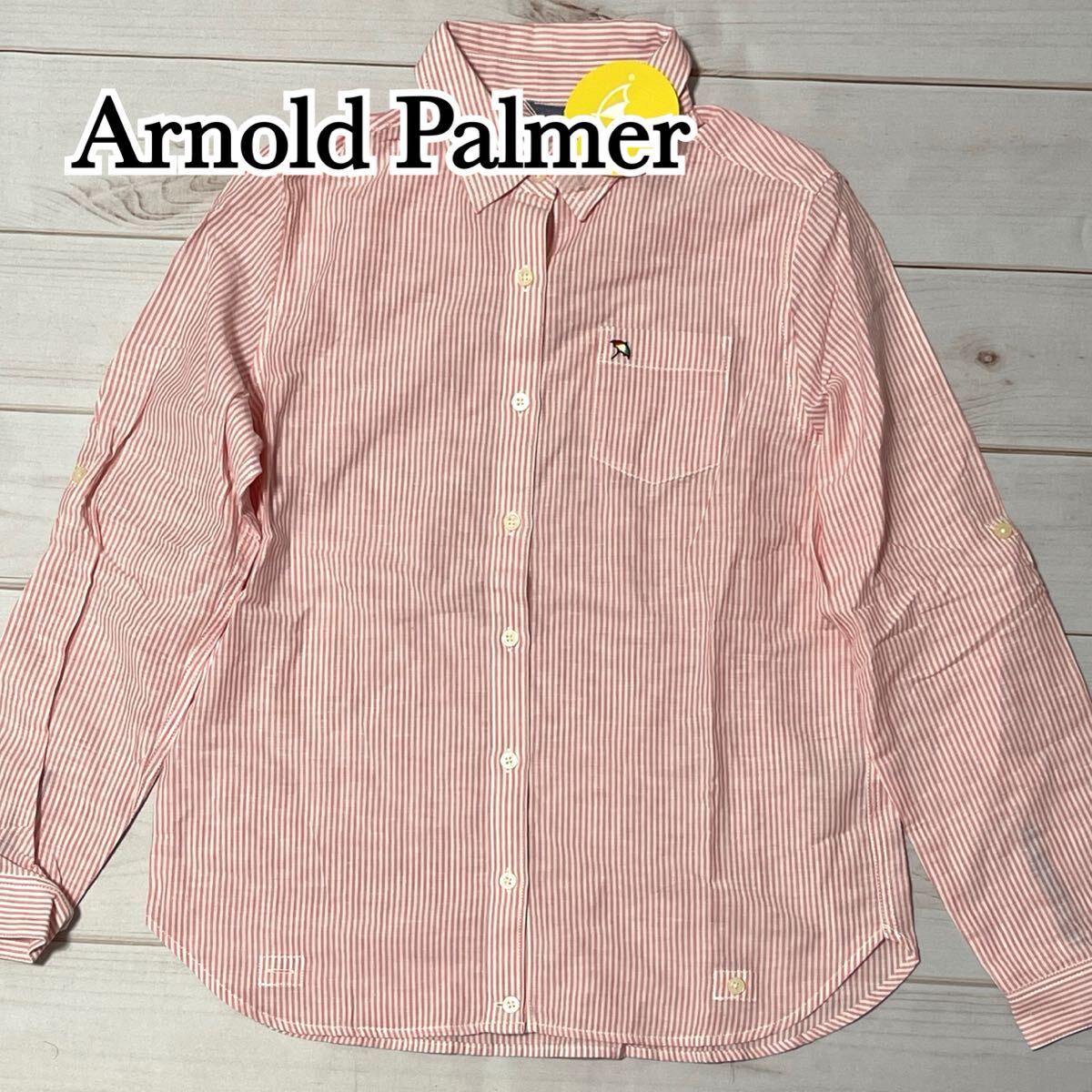 新品 未使用 Arnold Palmer アーノルドパーマー シャツ ストライプ 薄手 コットン 春 秋 ゆったり 長袖 レディース 長袖シャツ サイズ3 L拍卖