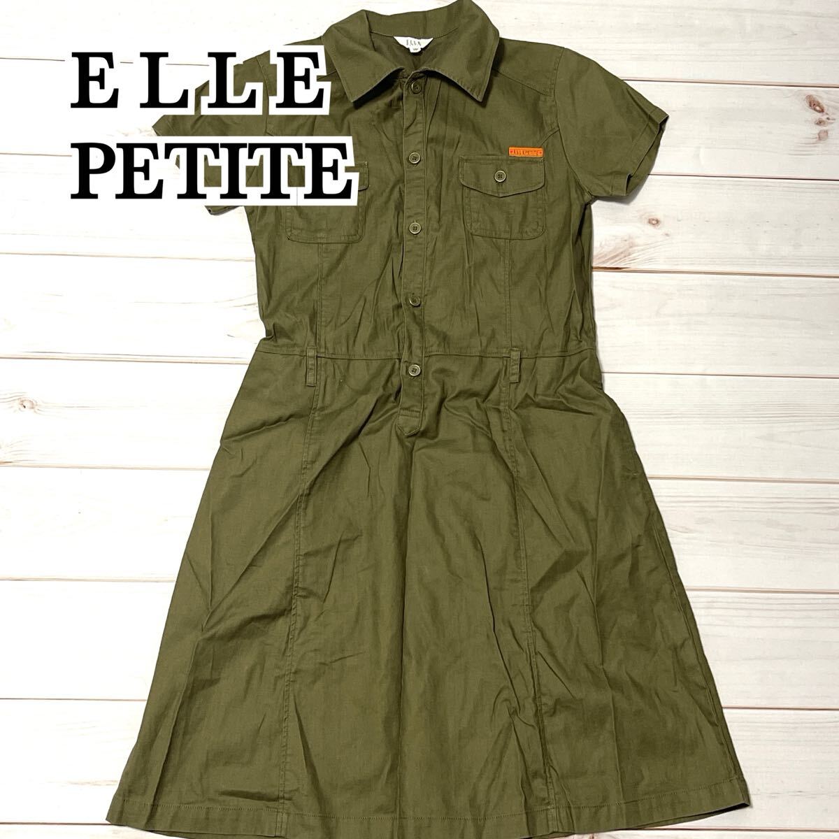 ELLE PETITE エル プチ 半袖ワンピース ワンピース ロング丈 ひざ下 キッズ ジュニアサイズ カジュアル 女の子 子供服 カーキ グリーン 160拍卖