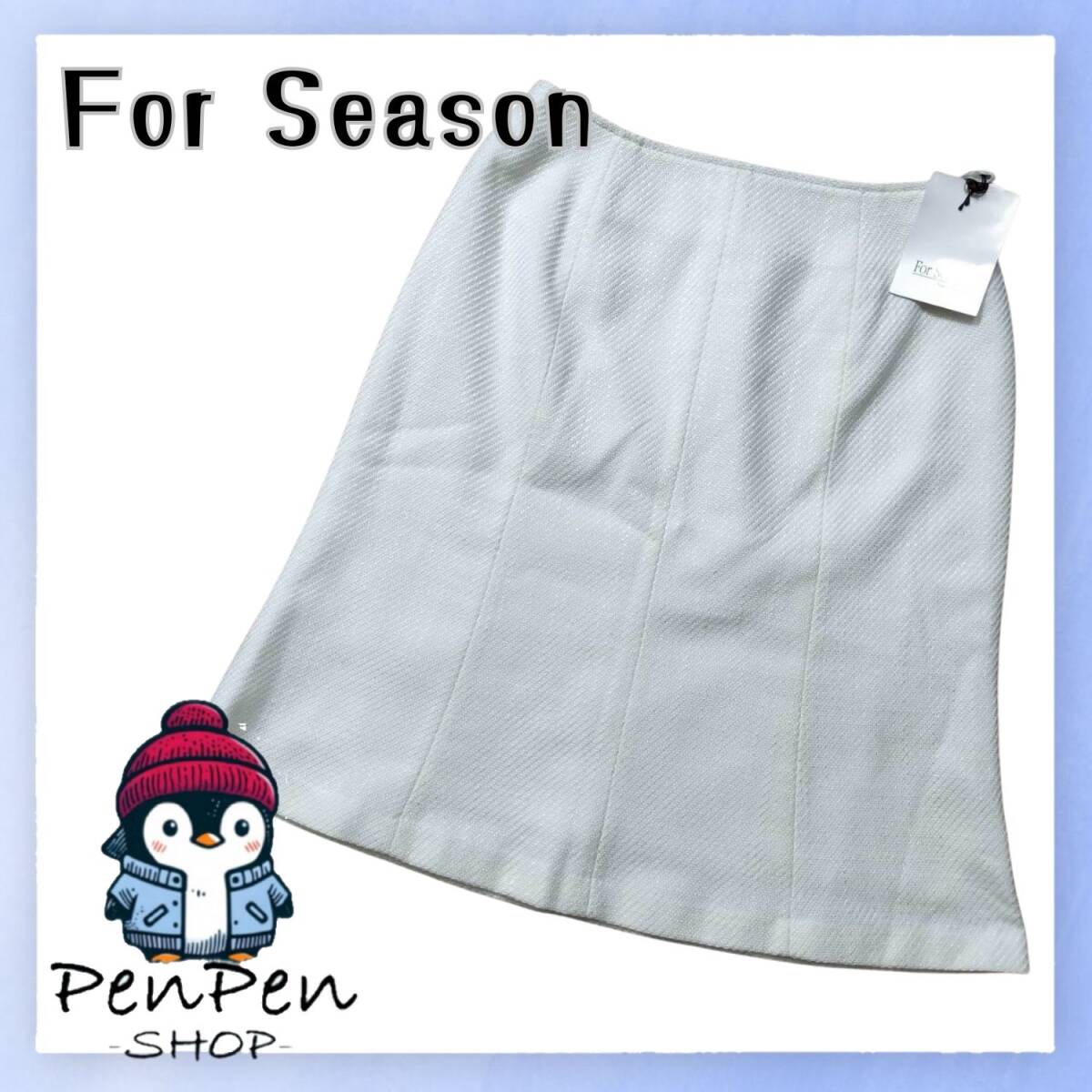 新品 未使用 For Season フォーシーズン レディース スカート Aライン ミモレ丈 上品 ホワイト 白 67-93 Mサイズ拍卖