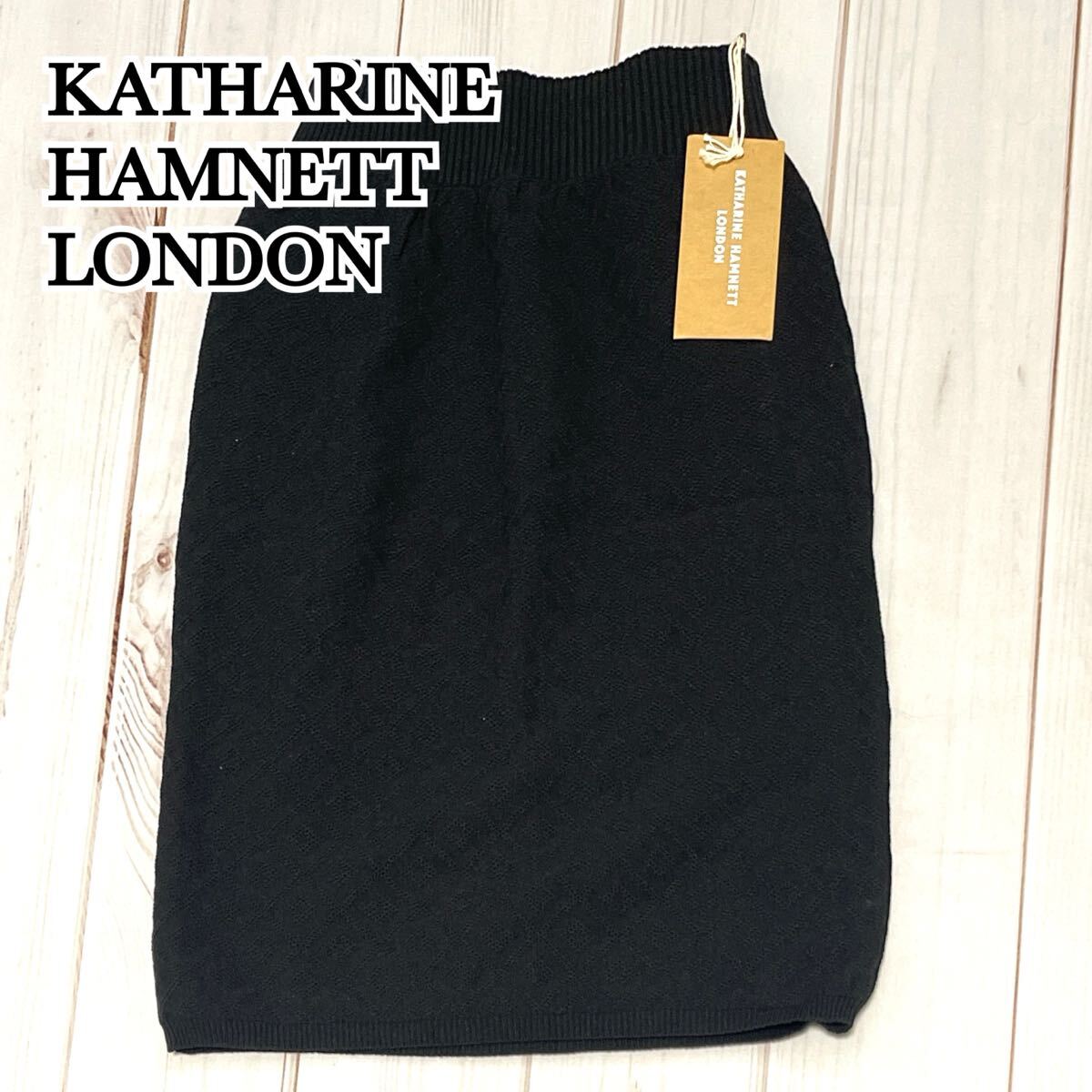 新品 未使用 KATHARINE HAMNETT LONDON キャサリン ハムネット ロンドン スカート 膝丈 タイトスカート レディース ボトムス ブラック M拍卖