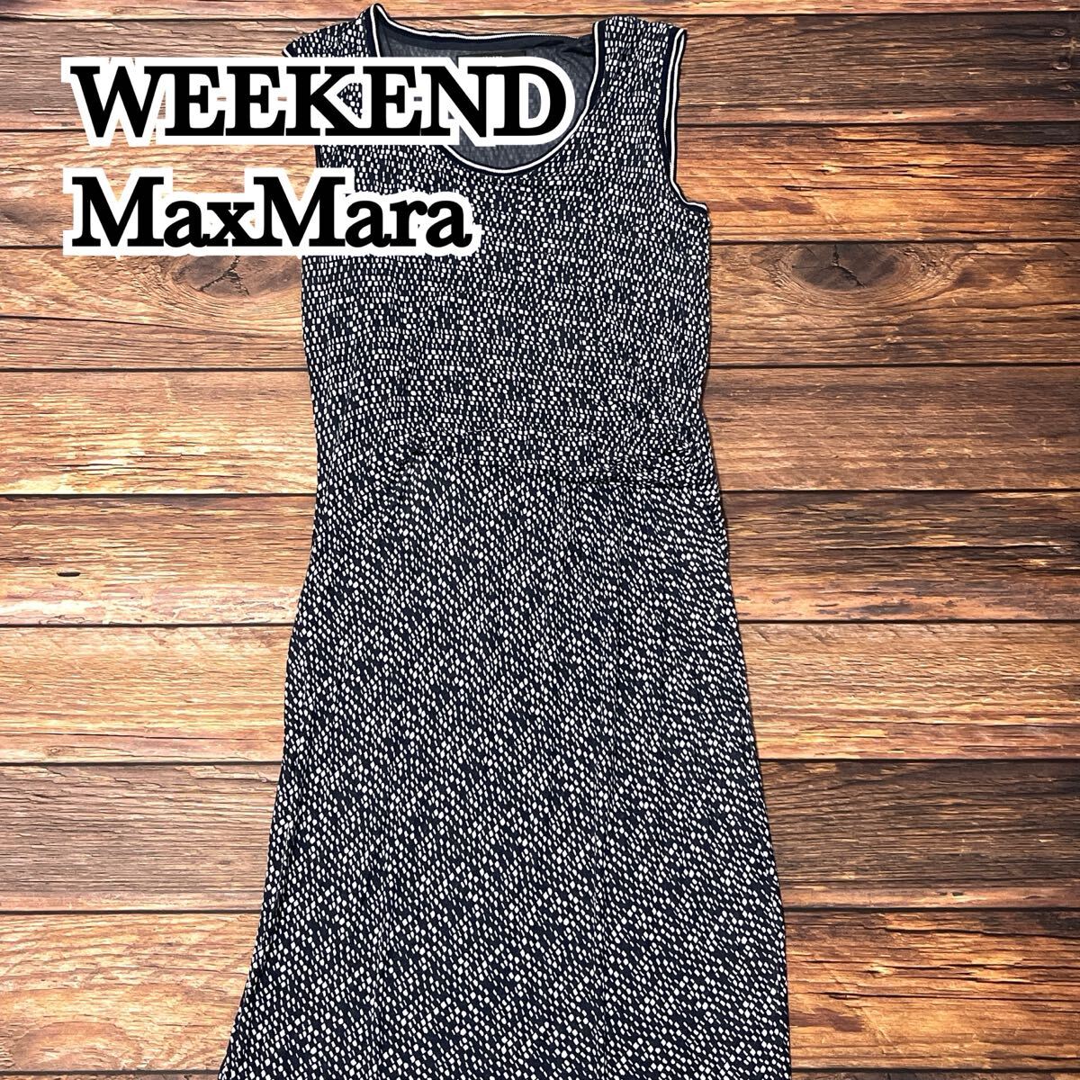WEEKEND MaxMara ウィークエンド マックスマーラ ワンピース ノースリーブ レディース ノースリーブワンピース 春夏 総柄 ブラック M拍卖