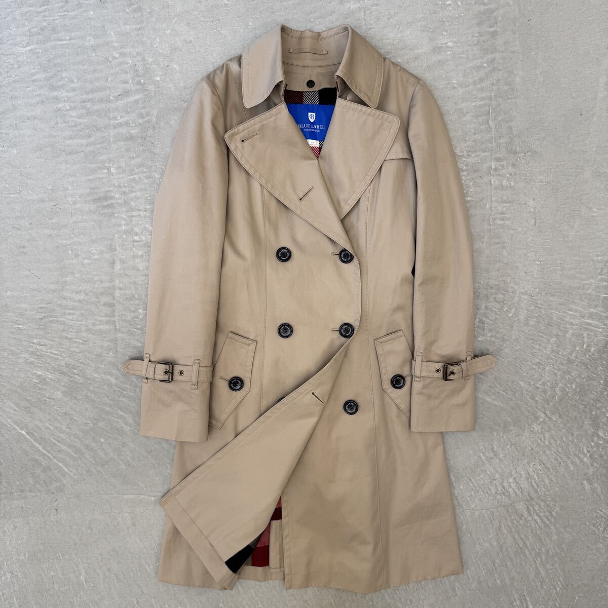 【美品】 ブルーレーベル◆トレンチコート◆コットン ベージュ 34 BLUE LABEL コート コットンコート ライナー付き 綿 レディース拍卖