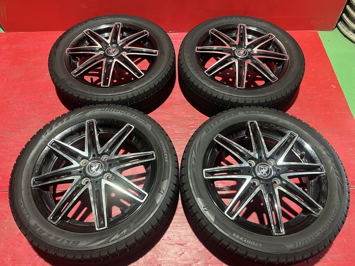 H-12 BROOK 15×4.5j+43 100/4H 165/55R15 22年製 7分山 4本セット拍卖
