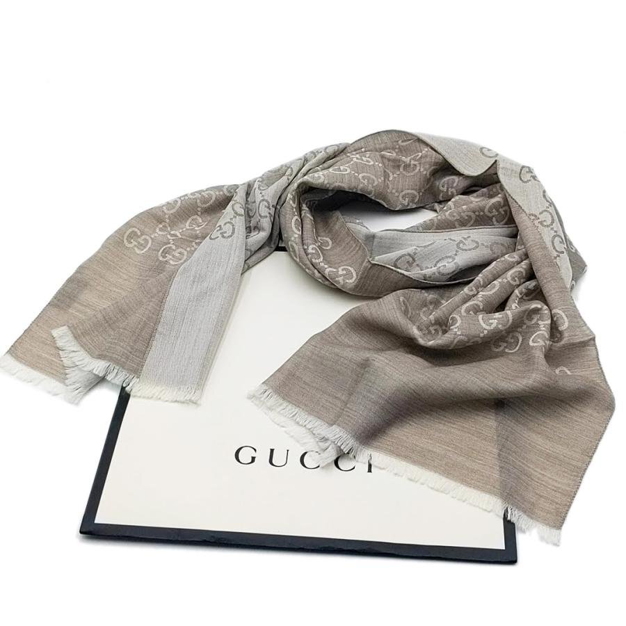 送料無料 超美品 グッチ GUCCI ストール GGパターン ウインタースカーフ 大判マフラー 伊製 イタリア製 レディース拍卖