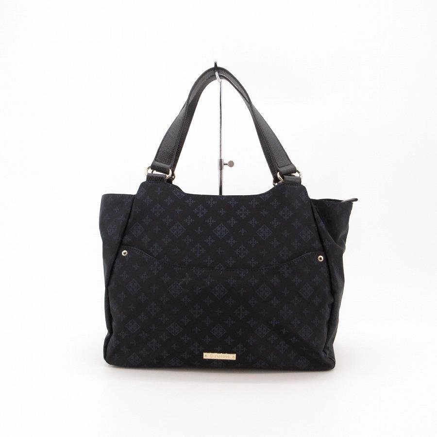 送料無料 ラシット russet ハンドバッグ トートバッグ 鞄 手提げ 総柄 紺 ネイビー系 レディース拍卖