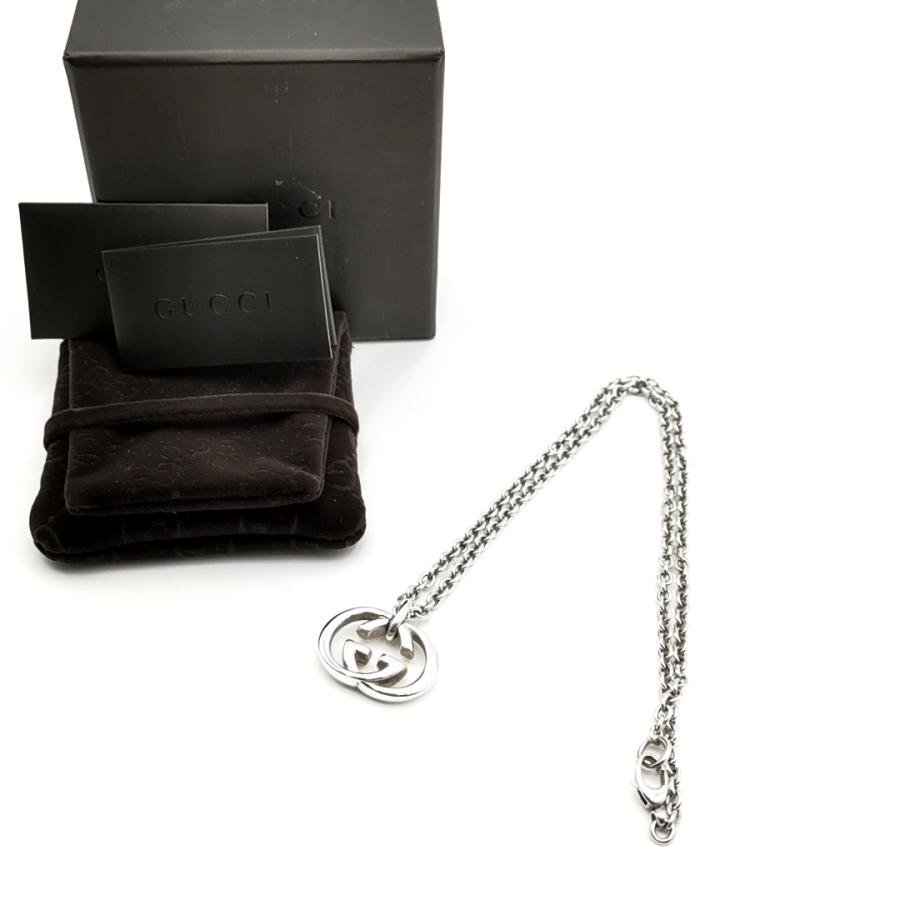 送料無料 美品 グッチ GUCCI ネックレス ペンダント インターロッキングG シルバー925 伊製 イタリア製 レディース拍卖