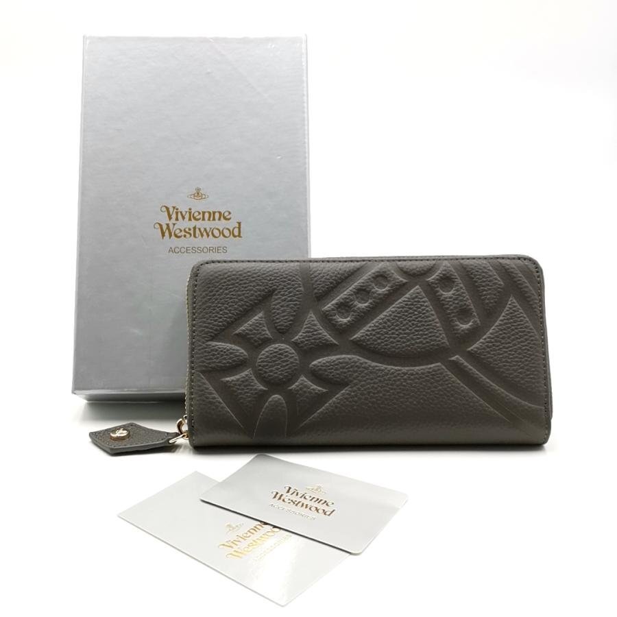 送料無料 超美品 ヴィヴィアンウエストウッド Vivien Westwood 長財布 ラウンドファスナー レザー 伊製レディース拍卖