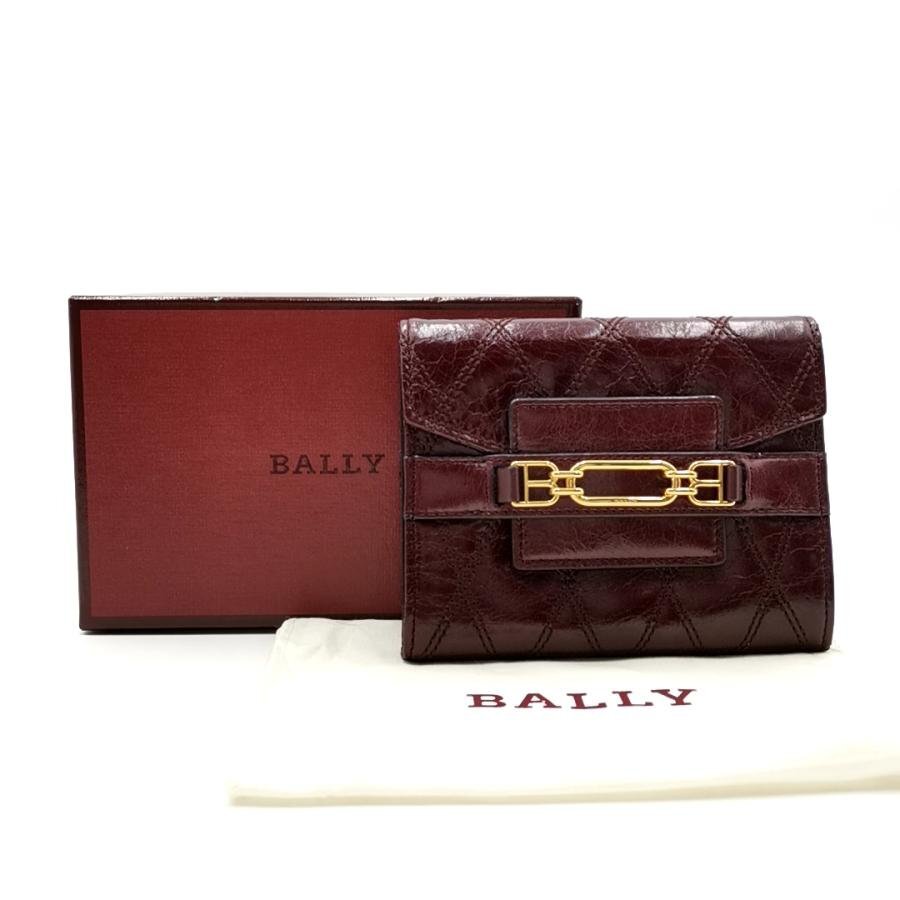 送料無料 超美品 バリー BALLY 財布 三つ折り キルティング レザー 本革 伊製 イタリア製 レディース拍卖