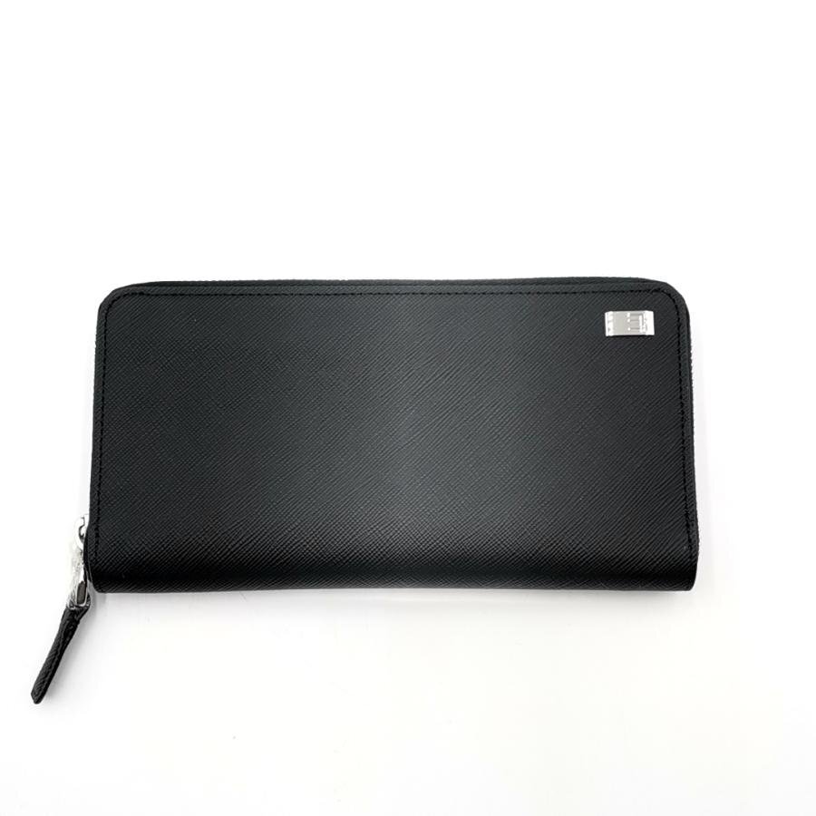 送料無料 超美品 ダンヒル dunhill 長財布 ラウンドファスナー プレーン PLAIN レザー 黒 ブラック メンズ拍卖