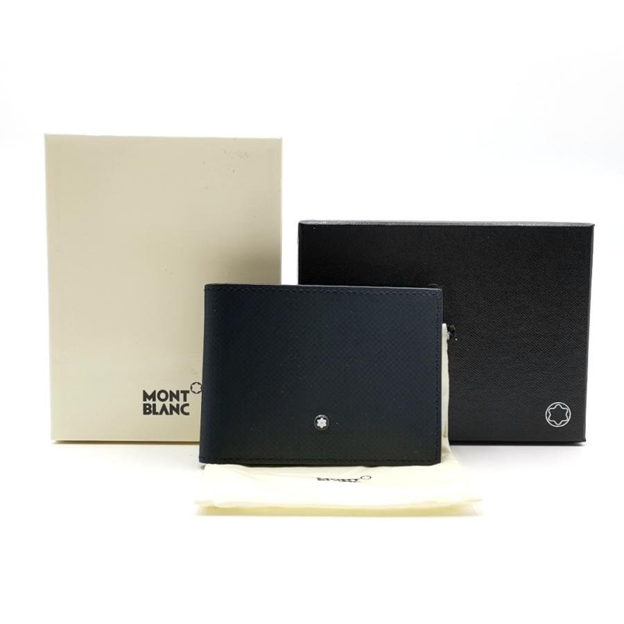 送料無料 超美品 モンブラン MONTBLANC 財布 二つ折り 札入れ エクストリーム6 伊製 黒 ブラック系 メンズ拍卖