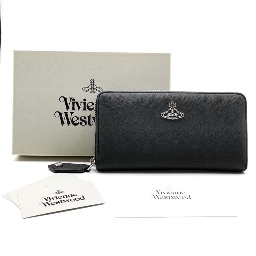 送料無料 超美品 ヴィヴィアンウエストウッド Vivien Westwood 長財布 ラウンドファスナー レザー オーブ メンズ拍卖
