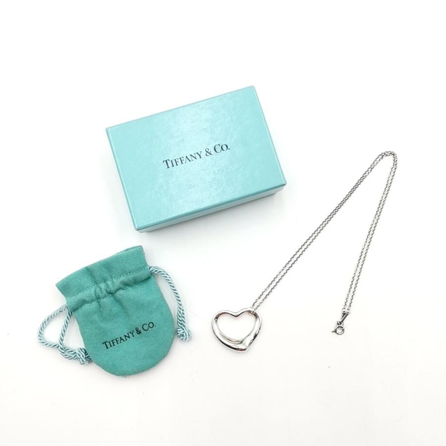 送料無料 美品 ティファニー Tiffany&Co. ネックレス ペンダント オープンハート スターリングシルバー レディース拍卖