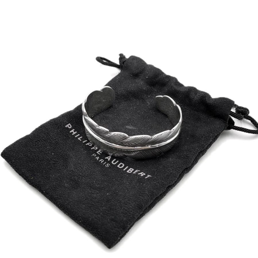 送料無料 フィリップオーディベール Philippe Audibert バングル ブレスレット フェザー シルバー メンズ拍卖