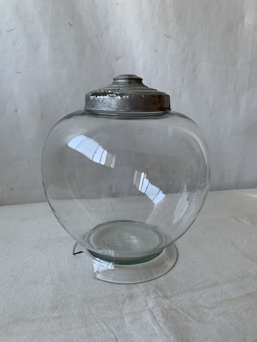古い商店で使われていたアルミ蓋地球瓶 駄菓子ビンびん気泡ガラス古道具古物骨董当時物アンティークコレクションインテリア什器昭和レトロ拍卖