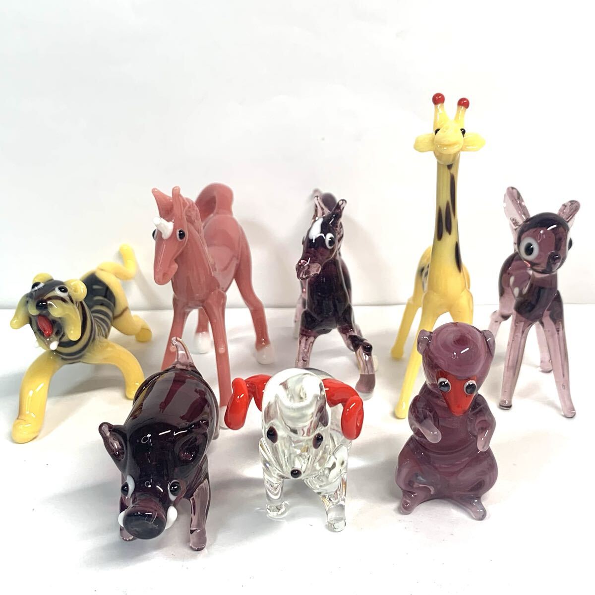 ガラス細工 8個まとめて ミニチュアガラス 硝子 置物 飾り物 インテリア雑貨 拍卖